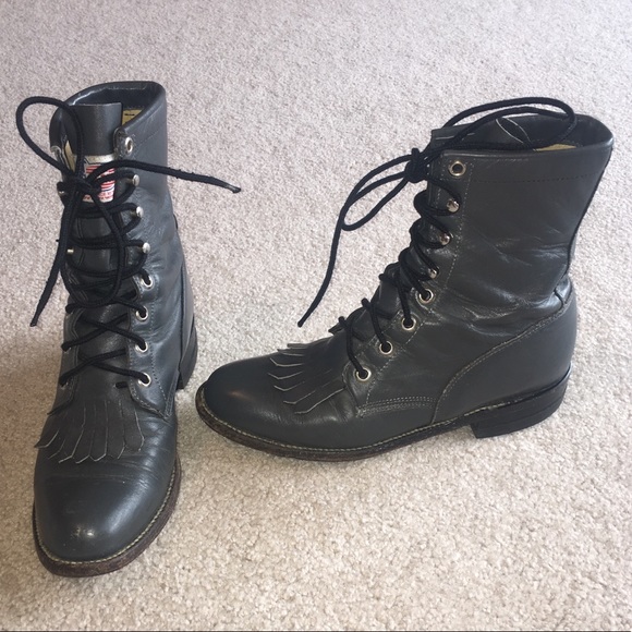 vintage justin lace up roper boots